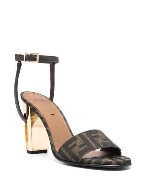 FENDI Zucca Monogram Heeled Sandals 